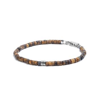 2 mm Armband mit matten Tigerauge-Steinen und Titanelement - Sphera Mat Tiger